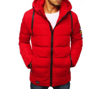 Pánská STYLE bunda vycpaná / prošívaná s kapucí červená