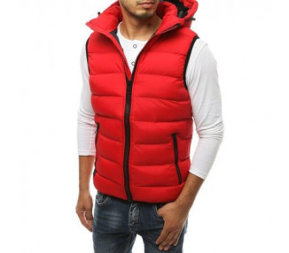 Pánská vesta s kapucí prošívaná červená tx3376