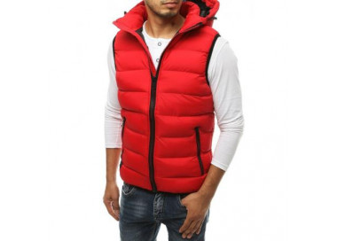 Pánská vesta s kapucí prošívaná červená tx3376