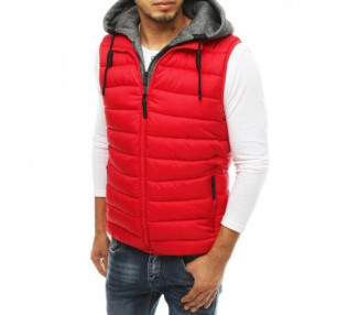 Pánská vesta s kapucí prošívaná červená tx3342
