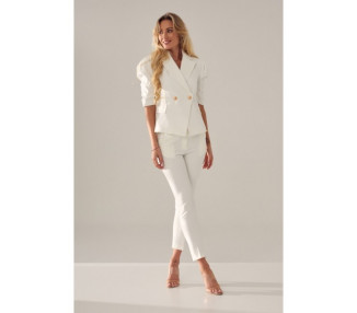 Elegantní, moderní, krátké sako s golierové výstřihem, bílé
