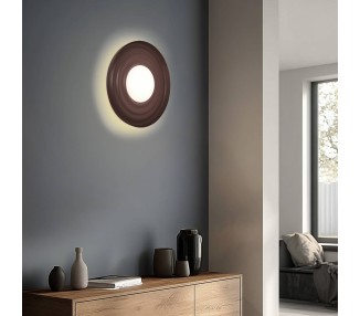  Lindby Nástěnné svítidlo Lindby LED Waves, kov, hnědá, kulatá, Ø 43 cm