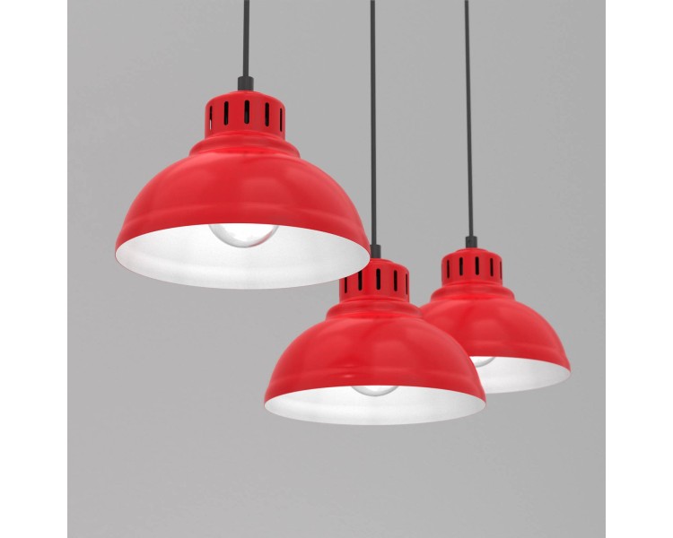  Luminex Závěsné svítidlo Sven, třísvítidlo, červená barva, ocel, E27