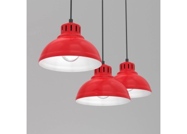  Luminex Závěsné svítidlo Sven, třísvítidlo, červená barva, ocel, E27