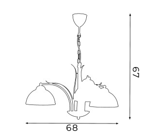 Luminex Lustr Korfu, 3 světla, zlatá barva, starožitnost, Ø 68 cm