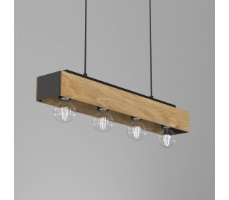  Luminex Stropní lampa Miluza, černá/hnědá, délka 76 cm, dřevo, 4 světla.