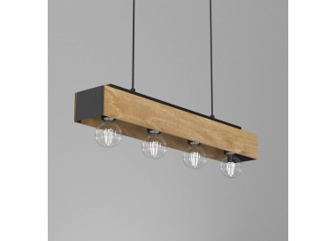  Luminex Stropní lampa Miluza, černá/hnědá, délka 76 cm, dřevo, 4 světla.