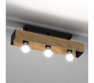  Luminex Stropní lampa Miluza, černá/hnědá, délka 57 cm, dřevo, 3 světla.