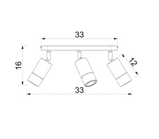  Luminex Stropní bodové svítidlo Link, titanově zlatá barva, délka 33 cm, 3 světla.