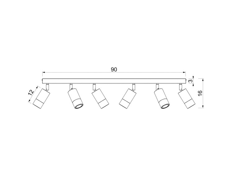  Luminex Stropní bodové svítidlo Link, titanově zlatá barva, délka 90 cm, 6 světel.