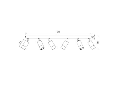  Luminex Stropní bodové svítidlo Link, titanově zlatá barva, délka 90 cm, 6 světel.