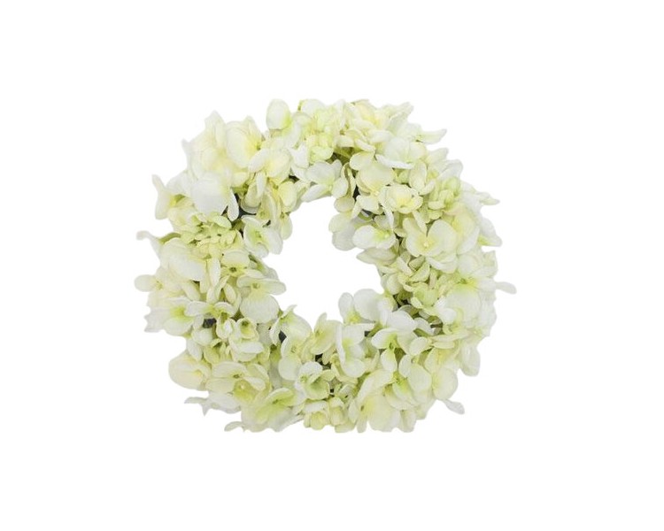 Umělý věnec Hortenzie bílá, pr. 24 cm
