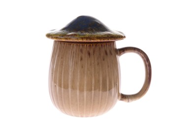 Keramický hrnek s víčkem Houba, 550 ml, modrá