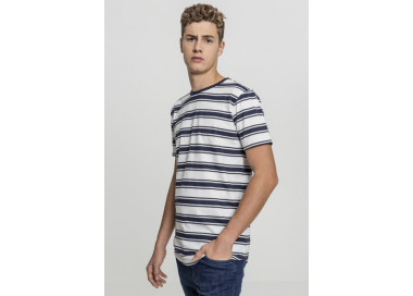 Urban Classics Double Stripe Long Shaped Tee offwhite/navy