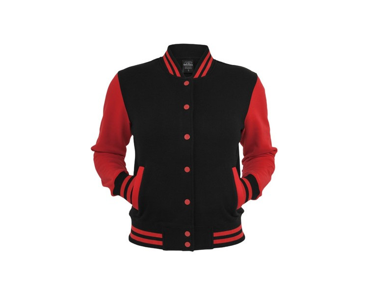 Urban Classics Ladies 2-tone College Sweatjacket Black Red