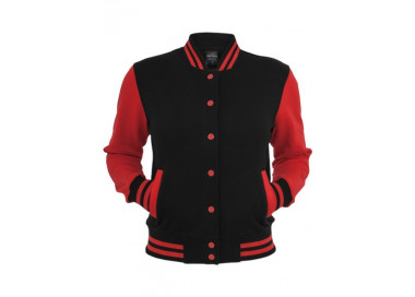 Urban Classics Ladies 2-tone College Sweatjacket Black Red
