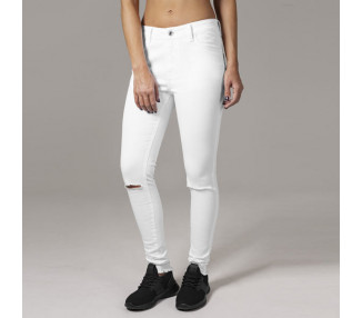 Urban Classics Ladies Cut Knee Pants white