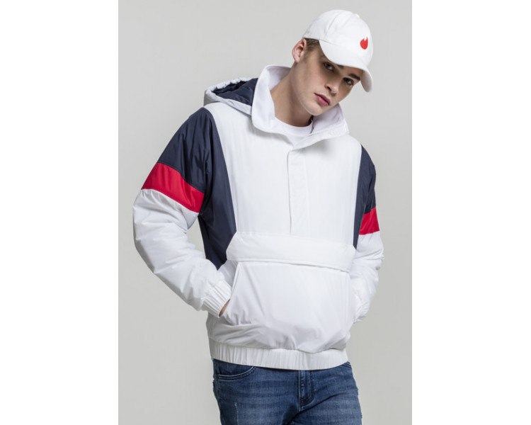 Urban Classics 3 Tone Pull Over Jacket white/navy/fire red