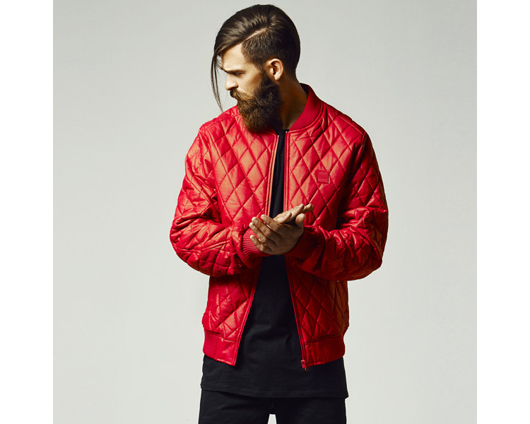 Urban Classics Diamond Quilt Leather Imitation Jacket fire red
