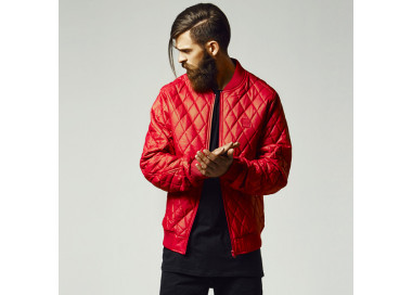 Urban Classics Diamond Quilt Leather Imitation Jacket fire red