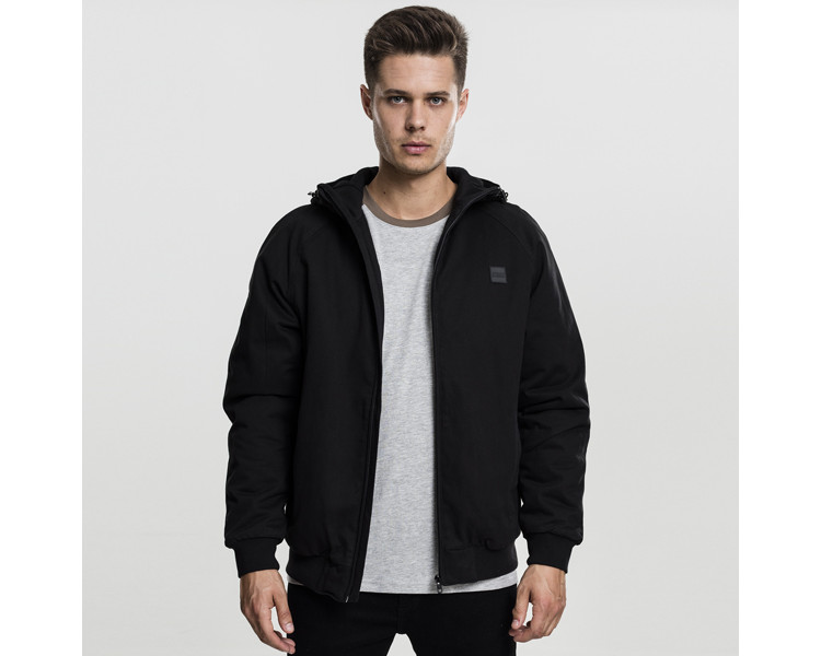 Urban Classics Hooded Cotton Zip Jacket black