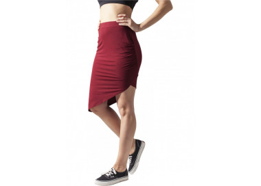 Urban Classics Ladies Asymetric Viscose Skirt burgundy