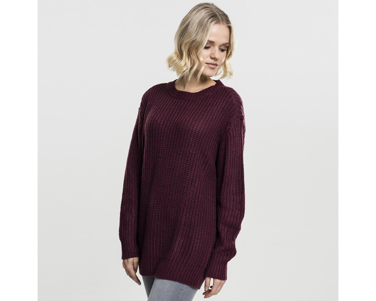 Dámský svetr Urban Classics Ladies Basic Crew Sweater cherry