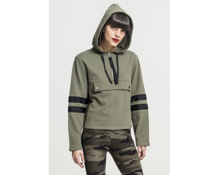 Urban Classics Ladies Peached Terry Troyer Hoody olive/black