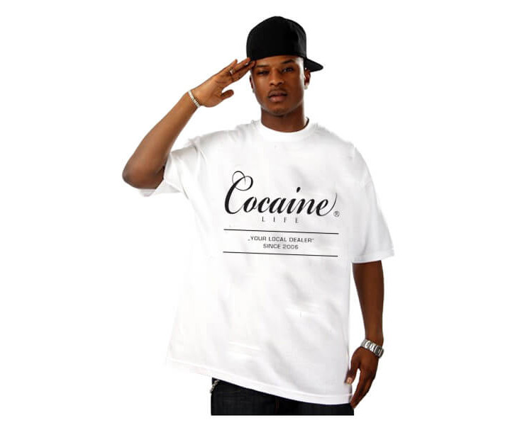 Panské tričko Cocaine Life Basic Large Logo Tee White