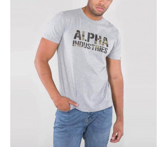 Pánské tričko Alpha Industries Camo Print Tee Grey