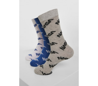 Mr. Tee NASA Allover Socks 3-Pack blue/grey/white