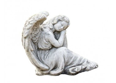 Zahradní betonová dekorace sedící anděl Gabriel - 21*24*24cm