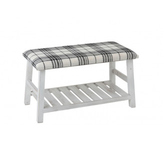 Bílá dřevěná lavice s textilním sedákem Matte - 80*40*44cm