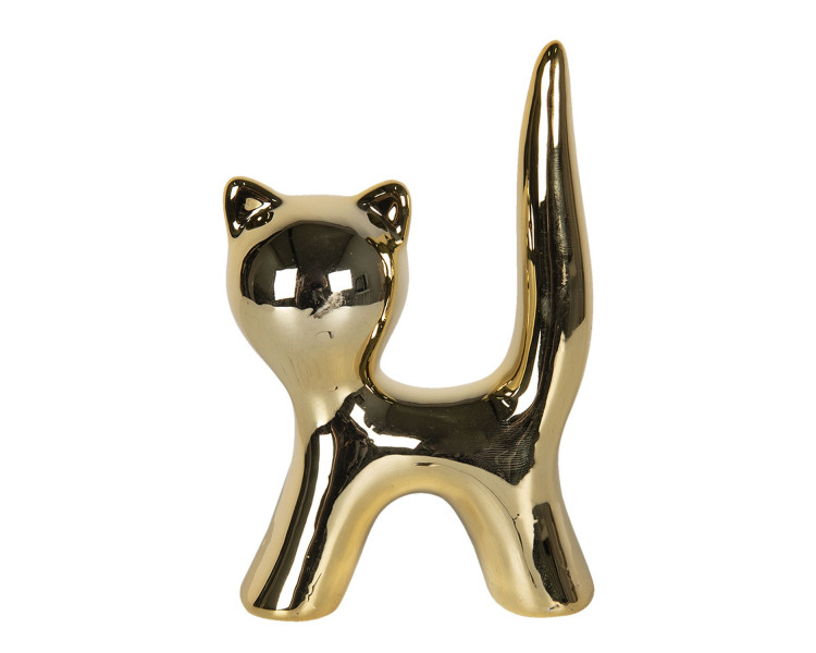 Zlatá dekorativní soška Kočka - 5*7 cm