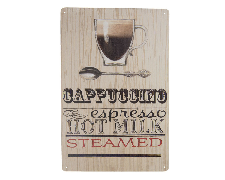 Nástěnná plechová cedule Cappuccino - 20*30 cm