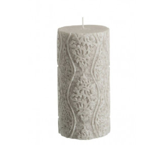 Mintová válcovitá svíčka s ornamenty - Ø7,5*15cm