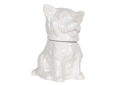 Bílá keramická skladovací dóza s designem psa Campagne - 20*20*26 cm