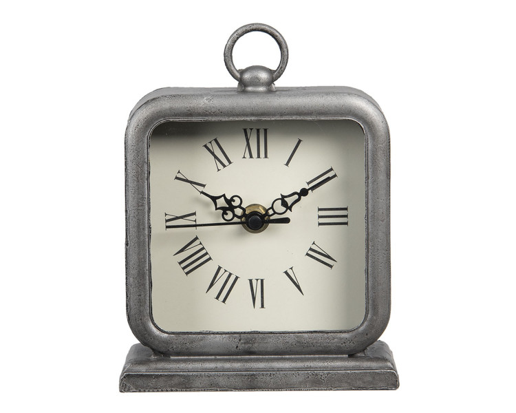 Šedé hranaté hodiny ve vintage stylu Mainard - 13*5*16 cm / 1*AA