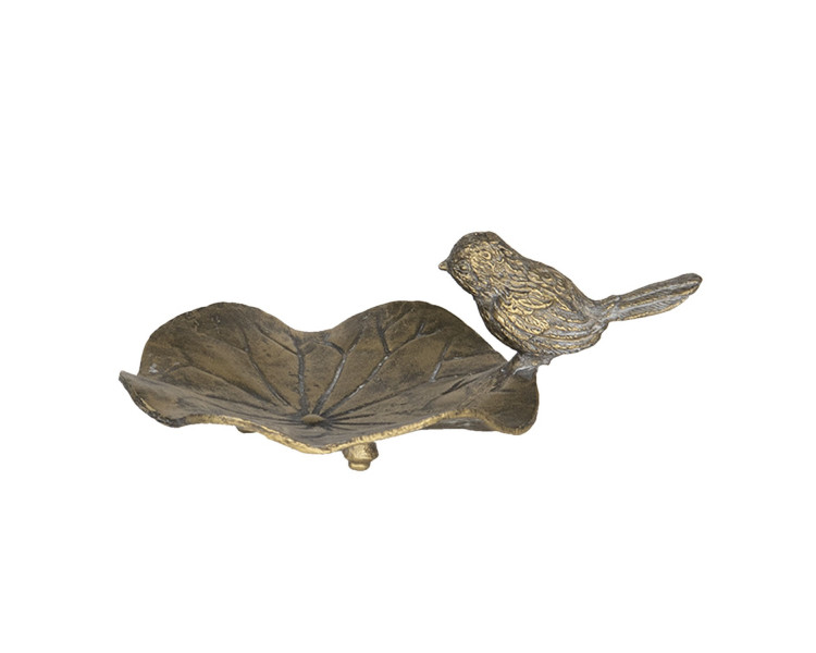 Dekorační kovová miska s ptáčkem - 13*9*4 cm