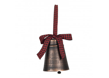 Hnědý kovový zvonek s patinou - Ø 7*9 cm