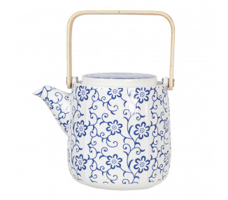 Porcelánová konvička na čaj s modrými květy - 0,8L