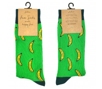 Veselé zelené ponožky s banány - 39-41