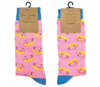 Veselé růžové ponožky s donuty - 35-38
