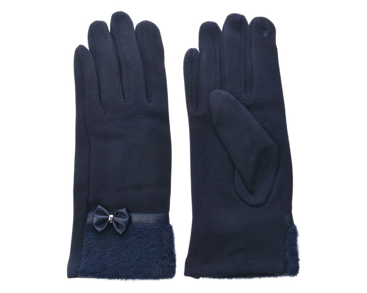 Modré dámské rukavice s kožešinkou - 8*24 cm