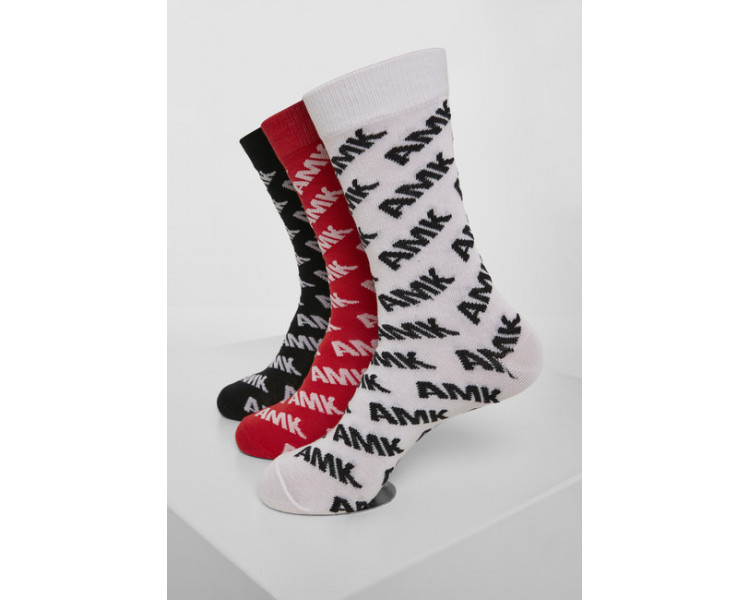Mr. Tee AMK Allover Socks 3-Pack black/red/white