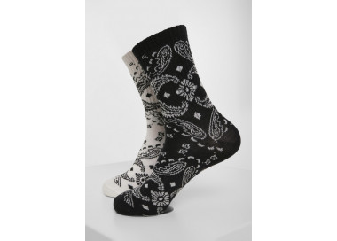 Urban Classics Bandana Pattern Socks 2-Pack black/white