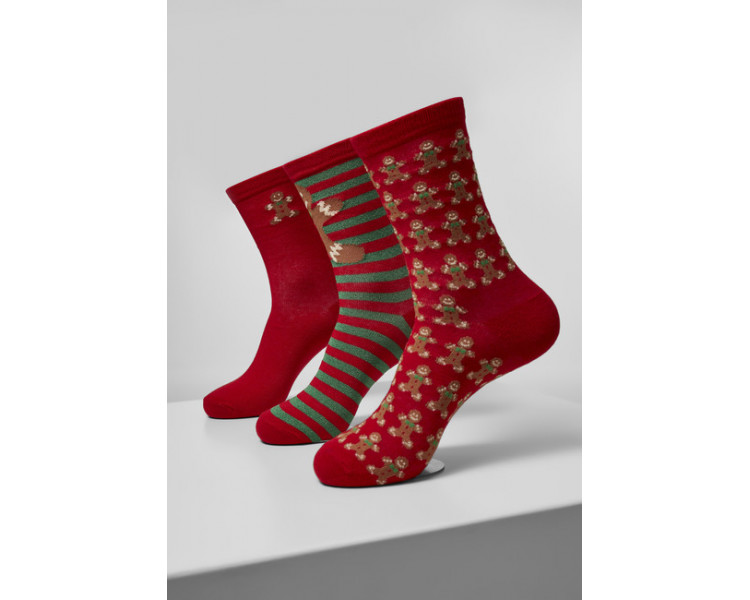 Urban Classics Christmas Gingerbread Lurex Socks 3-Pack multicolor