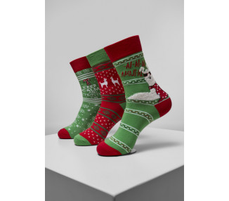 Urban Classics Christmas Lama Socks 3-Pack multicolor