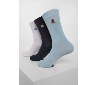 Urban Classics Fun Embroidery Socks 3-Pack white/light blue/navy