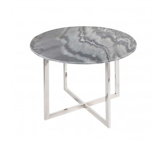 Dekoria Odkládací stolek Alsea, šedý mramor, průměr 60cm, ⌀60 x 46 cm